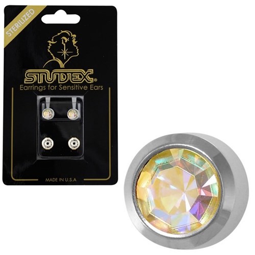 Rock Crystal Studs S/S - Large Bezel